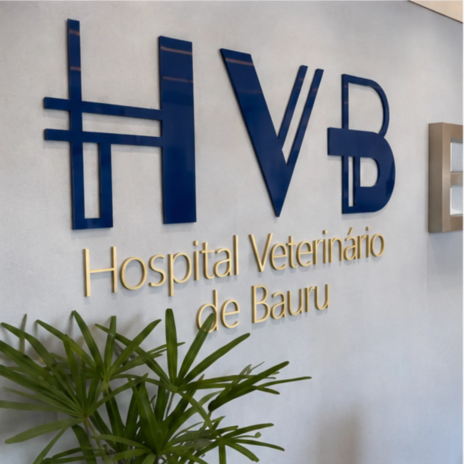 Letreiro do Hospital Veterinário de Bauru na recepção