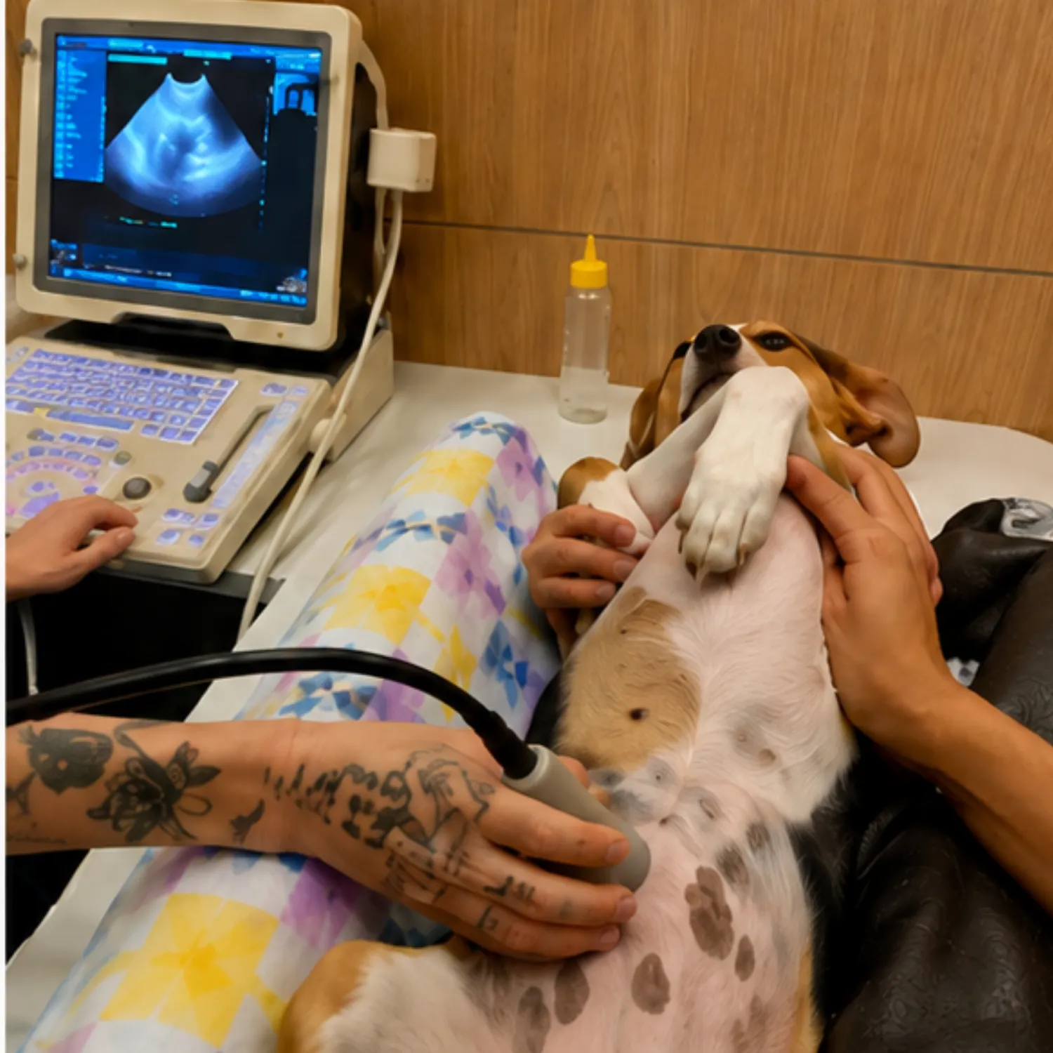 Ultrassom veterinário em cachorro no HVB Bauru